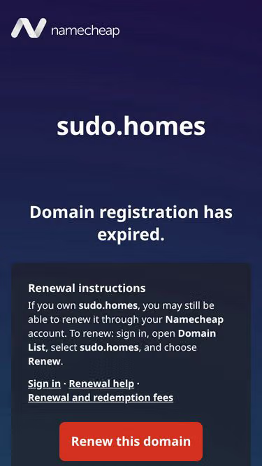 Screenshot of sudo.homes