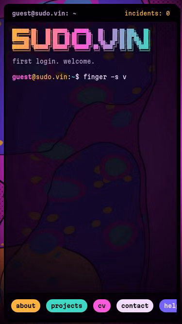 Screenshot of sudo.vin