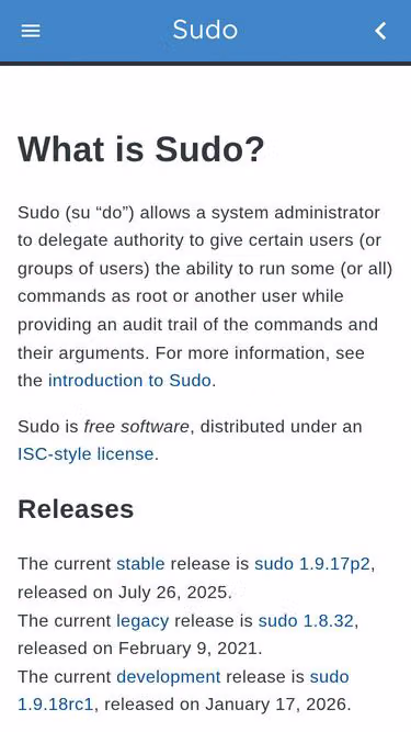 Screenshot of sudo.ws