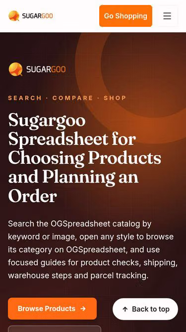 Screenshot of sugargoo-sheet.lifestyle