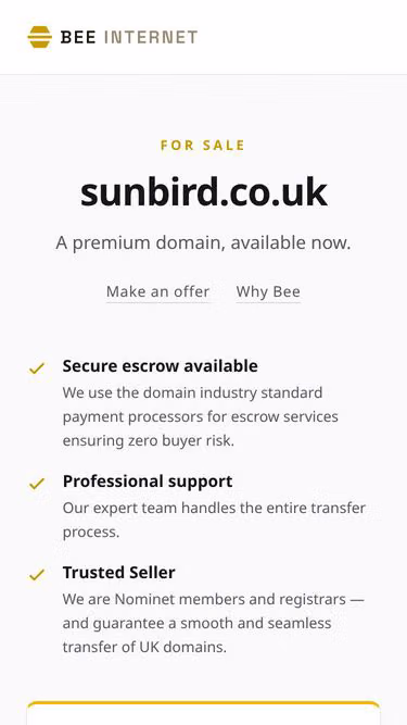 Screenshot of sunbird.co.uk