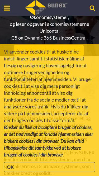 Screenshot of sunex.dk