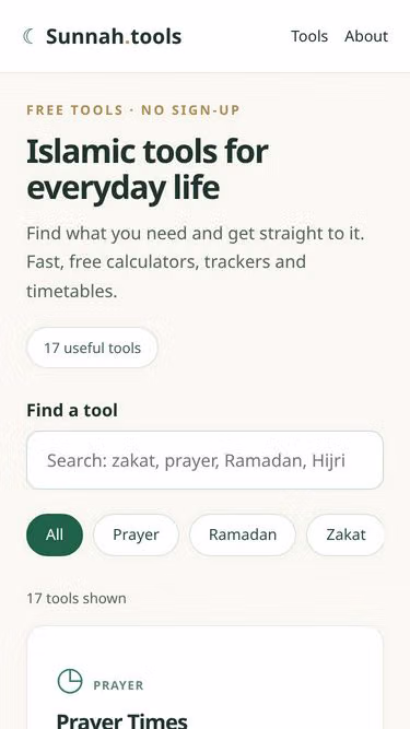 Screenshot of sunnah.tools