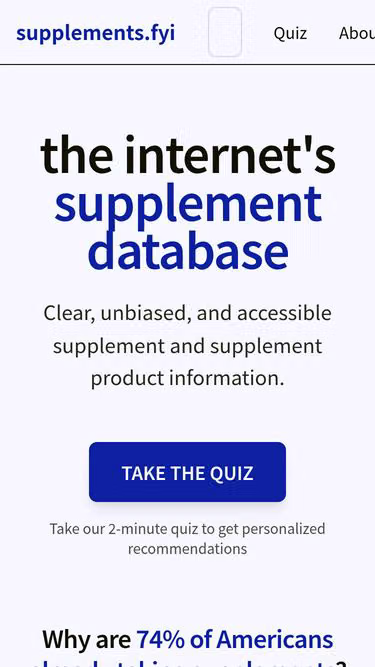 Screenshot of supplements.fyi