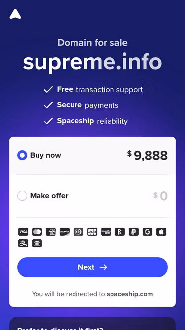Screenshot of supreme.info