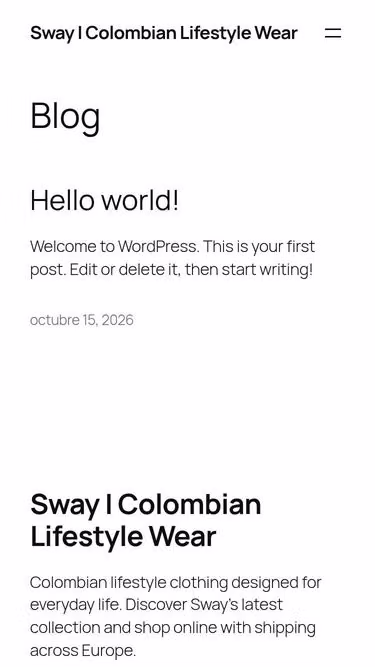 Screenshot of sway.clothing
