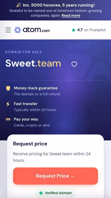Screenshot of sweet.team