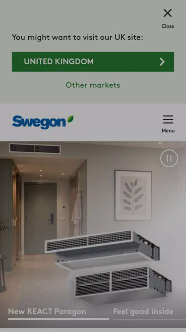 Screenshot of swegon.net