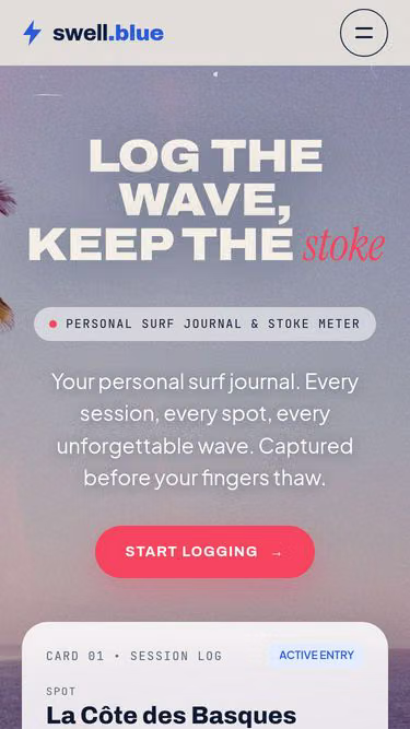 Screenshot of swell.blue