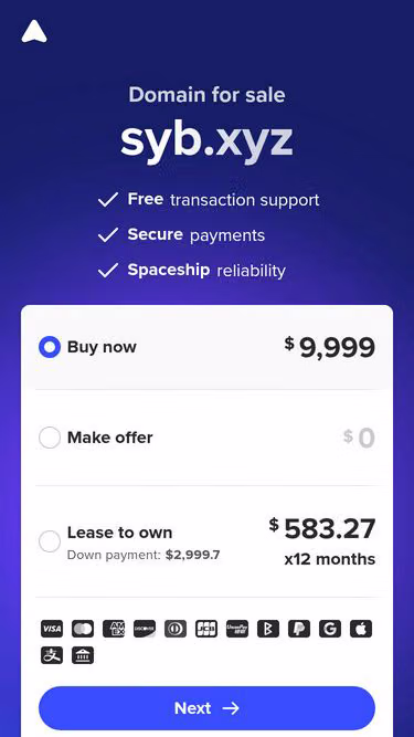 Screenshot of syb.xyz