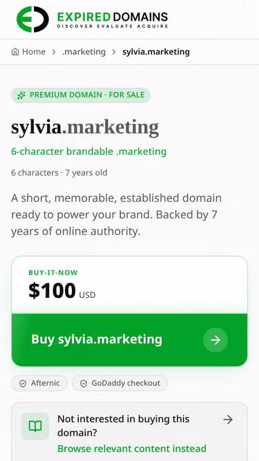 Screenshot of sylvia.marketing