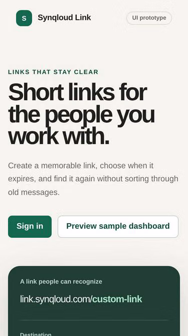 Screenshot of synq.li