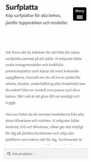 Screenshot of tablet.se