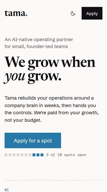 Screenshot of tama.ventures
