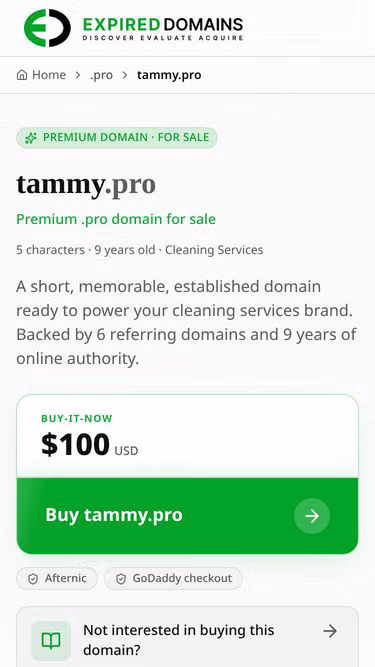 Screenshot of tammy.pro