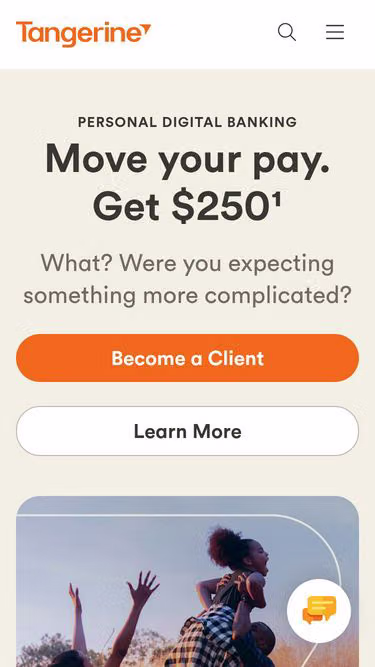 Screenshot of tangerine.com