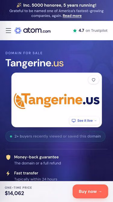 Screenshot of tangerine.us