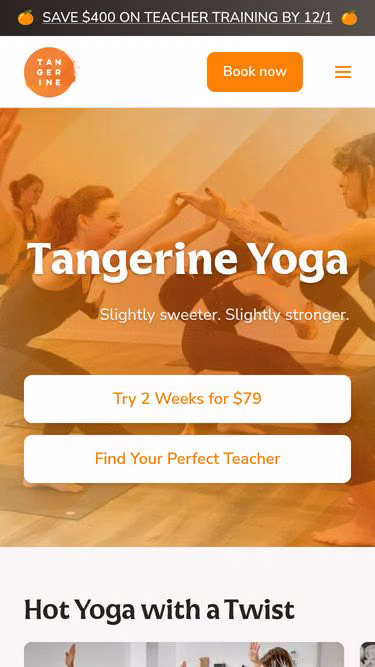 Screenshot of tangerine.yoga