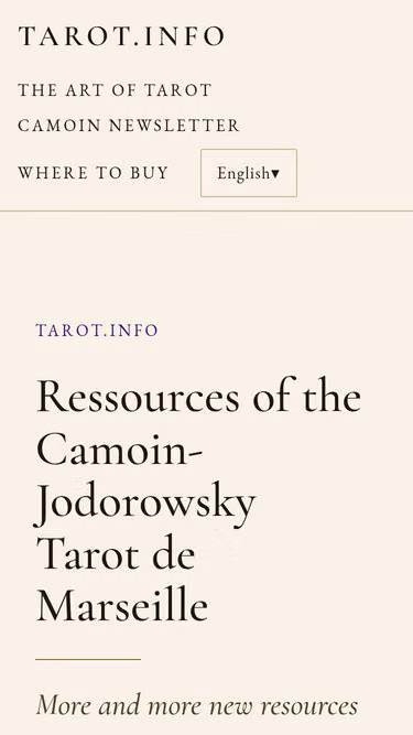 Screenshot of tarot.info