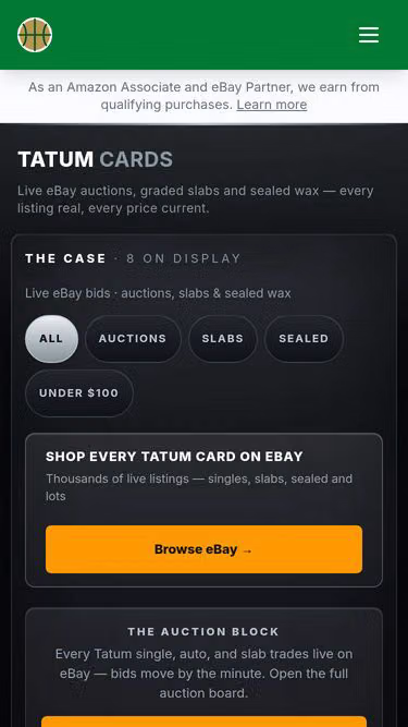 Screenshot of tatum.cards