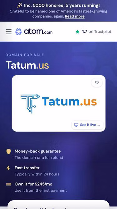 Screenshot of tatum.us