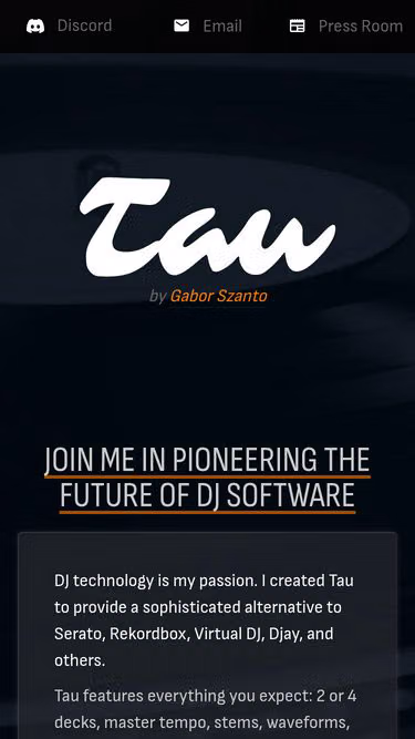Screenshot of tau.dj
