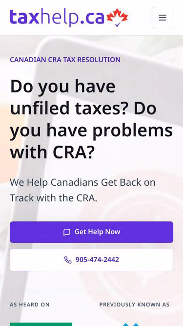 Screenshot of taxhelp.ca