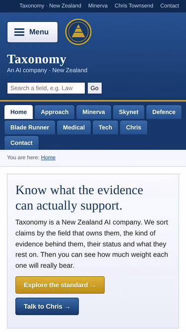 Screenshot of taxonomy.co.nz