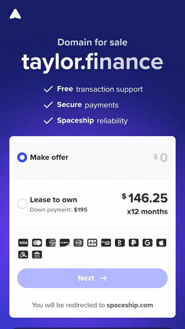 Screenshot of taylor.finance
