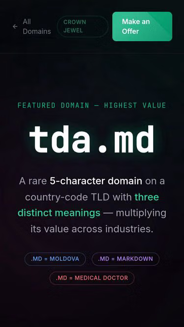 Screenshot of tda.md