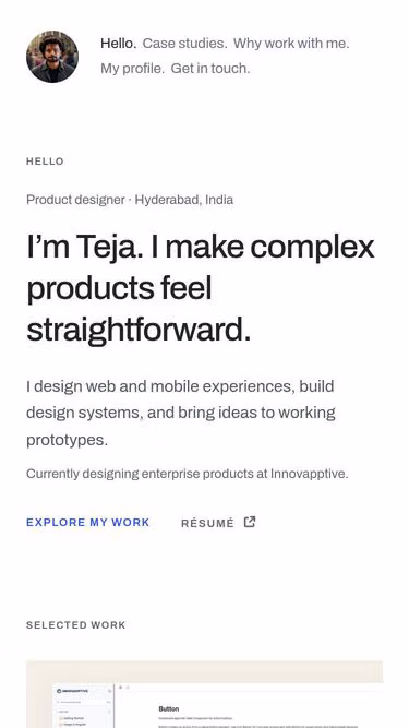 Screenshot of teja.design