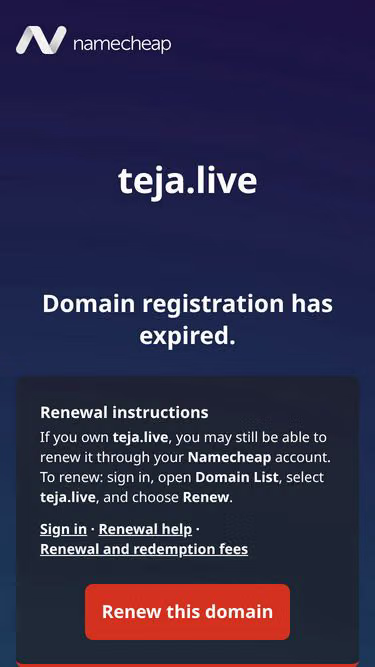 Screenshot of teja.live