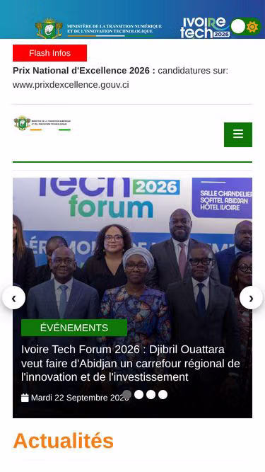 Screenshot of telecom.gouv.ci