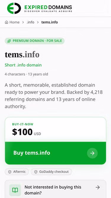 Screenshot of tems.info