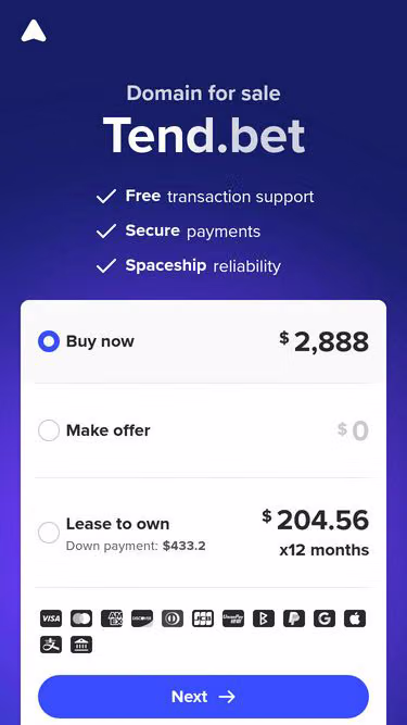 Screenshot of tend.bet