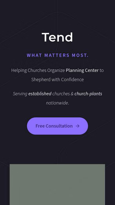 Screenshot of tend.church