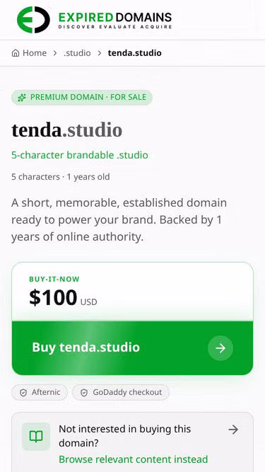 Screenshot of tenda.studio
