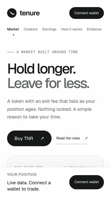 Screenshot of tenure.cash