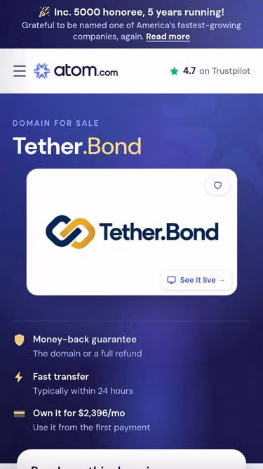 Screenshot of tether.bond