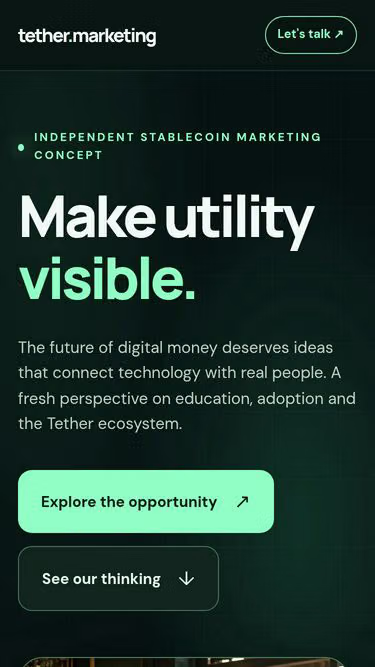 Screenshot of tether.marketing