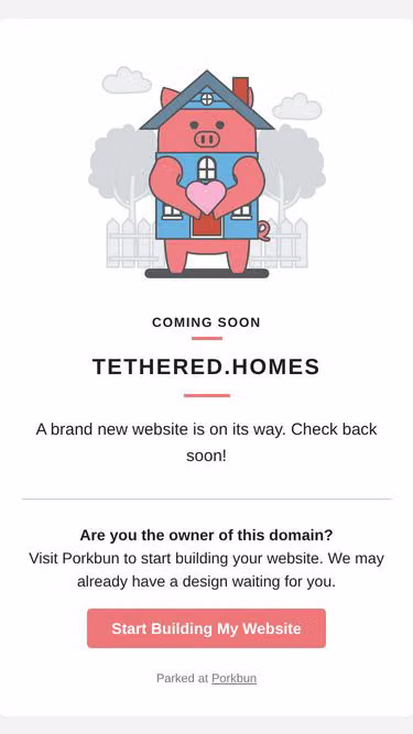 Screenshot of tethered.homes