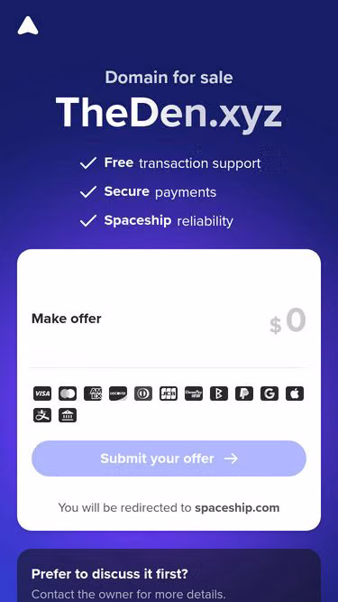 Screenshot of theden.xyz