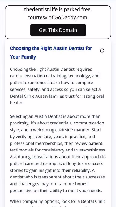 Screenshot of thedentist.life