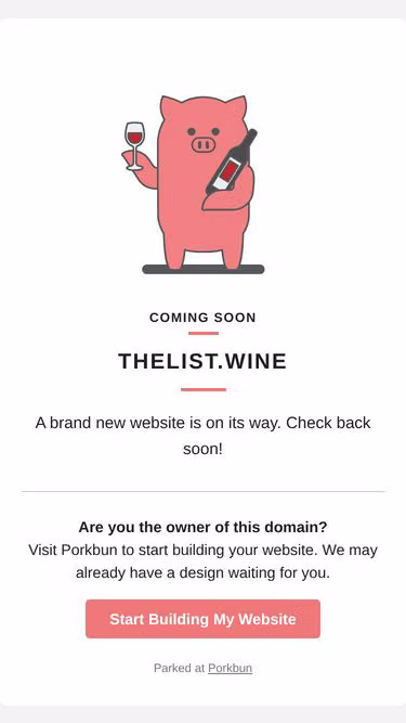 Screenshot of thelist.wine