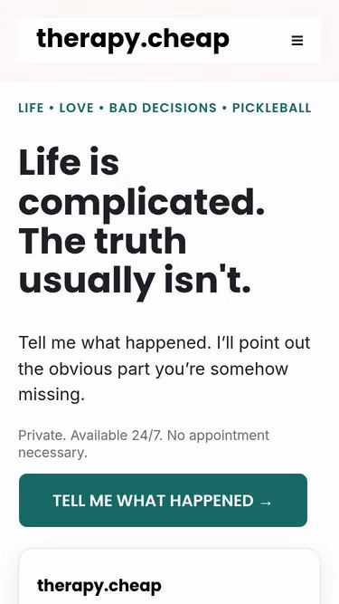 Screenshot of therapy.cheap
