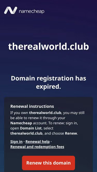 Screenshot of therealworld.club