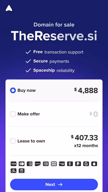 Screenshot of thereserve.si