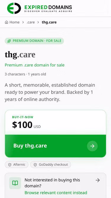 Screenshot of thg.care