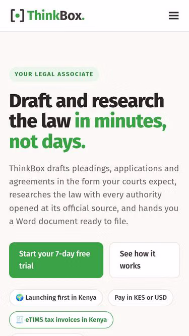Screenshot of thinkbox.legal