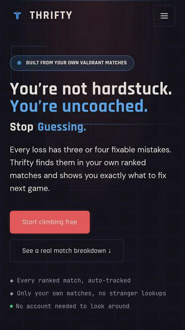 Screenshot of thrifty.gg